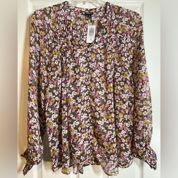 Torrid Floral Blouse - Brown and Pink - Picture 2 of 9
